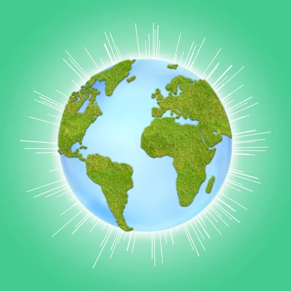 Земля Земной Шар Континентами Травы Зеленом Фоне — стоковое фото