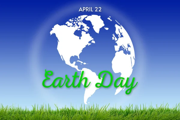 Earth Day Hintergrund Mit Weißer Erdkugel Auf Blauem Hintergrund Mit — Stockfoto