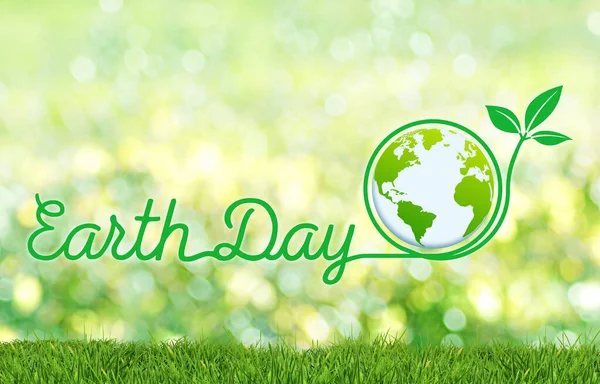 Earth Day Background Earth Globe Green Defocused Backdrop Grass — Stock Photo, Image
