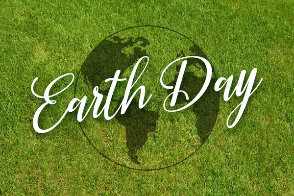 Hintergrund Zum Green Earth Day Mit Weltkarte Auf Gras — Stockfoto