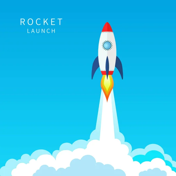 Raketenschiffe Starten Hintergrundvektor Konzept Der Geschäftsprodukte Auf Dem Markt Start — Stockvektor