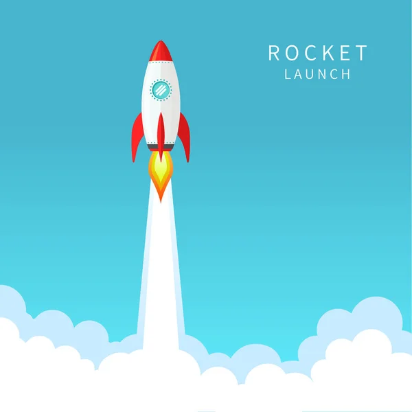 Rocket Ship Launch Background Vector Concept Business Product Market Startup — Stock Vector