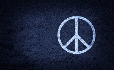 Barış geçmişi. Koyu mavi arkaplanda barışın beyaz sembolü.