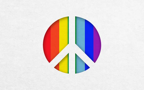 Peace Background White Symbol Peace Filled Rainbow Colors Flag Paper — Stock Photo, Image