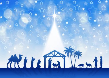 İsa 'nın Doğumu Sahnesiyle Noel tebrik kartı