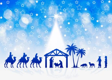 İsa 'nın Doğumu Sahnesiyle Noel tebrik kartı