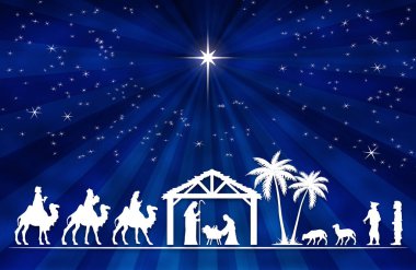 Mavi Noel İsa 'nın doğuş sahnesi