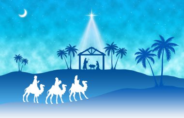 Mavi Noel İsa 'nın doğuş sahnesi