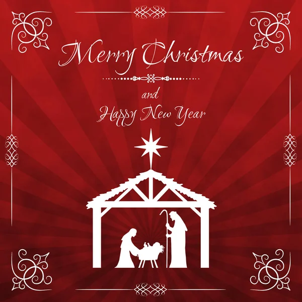 Merry Christmas Greeting Card Red Background — Stock Photo, Image