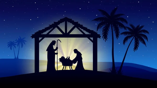 Presepe Natale Sfondo Blu — Foto Stock