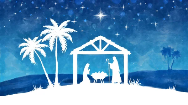 Рождественское Рождество Пустыне Акварельный Рисунок Фон Поздравительной Открытки — стоковое фото