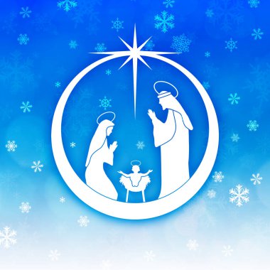 Mavi Noel geçmişi. Kartaneleri süslenmiş bir baloda doğum sahnesi.