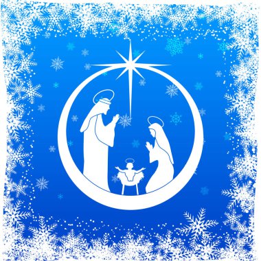 Mavi Noel geçmişi. Kartaneleri süslenmiş bir baloda doğum sahnesi.