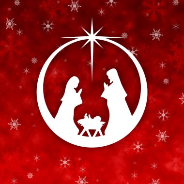 Kırmızı Noel geçmişi. Kartaneleri süslenmiş bir baloda doğum sahnesi.