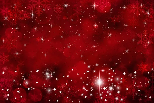 Rote Weihnachten Schneeflocken Hintergrund Illustration Weiße Schneeflocken Sterne Und Funkeln — Stockfoto