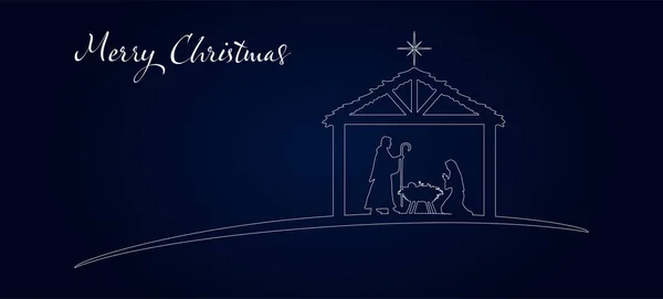 Blue Christmas Nativity Scene Greeting Card Background Vector Eps10 — Stock Vector