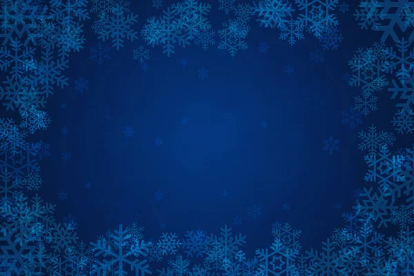 Sfondo Blu Natale Con Fiocchi Neve — Foto Stock