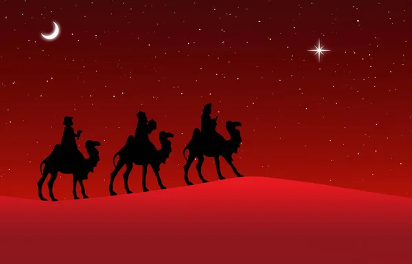 Three Wise Men journey greeting card banner background