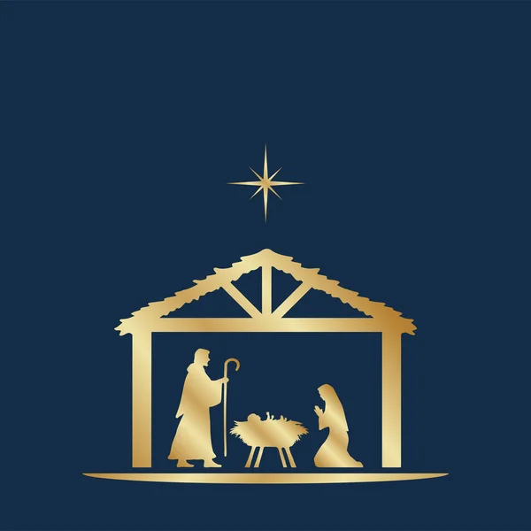 Blue Golden Christmas Christmas Scene Banner Background Векторная Иллюстрация — стоковый вектор