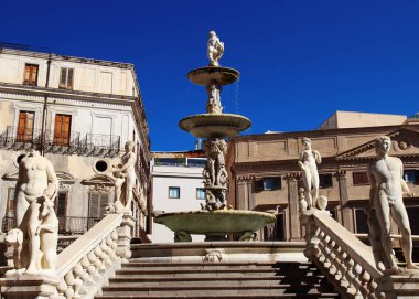 Fontana pretoria palermo, Sicilya, İtalya.