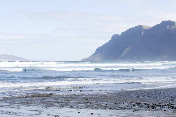 Famara Beach Surfing Beach Lanzarote Canary Islands Spain — Stock Fotó