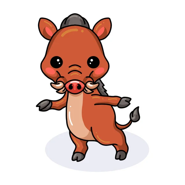 Vector Illustration Cute Little Wild Boar Cartoon Posing — Stock Vector