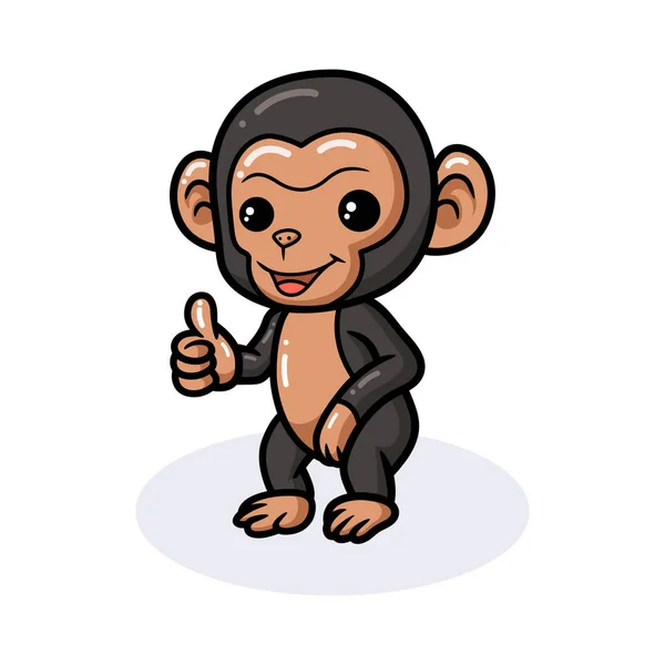 Ilustração Vetorial Bebê Bonito Chimpanzé Desenho Animado Dando Polegar Para —  Vetores de Stock