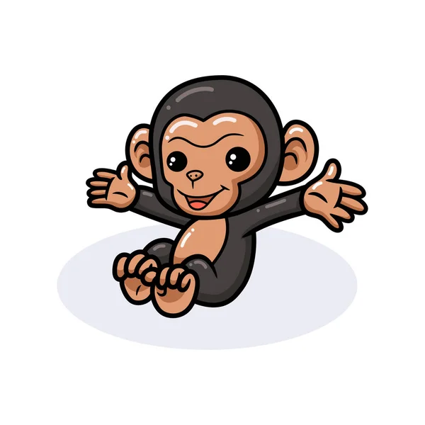 Ilustração Vetorial Bebê Bonito Chimpanzé Desenho Animado Sentado —  Vetores de Stock