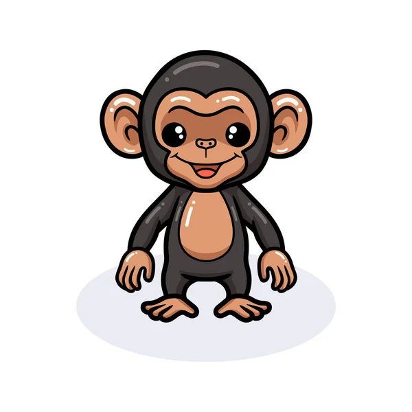 Vector Illustration Cute Baby Chimpanzee Cartoon Standing — Stock Vector