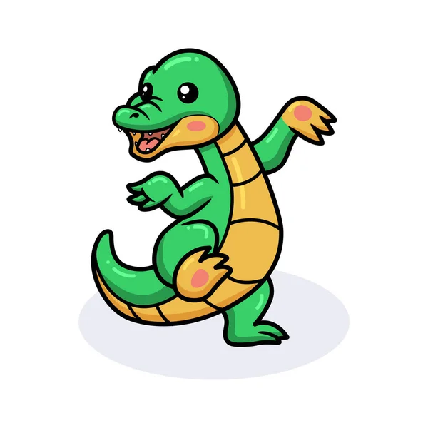 Illustration Vectorielle Mignon Petit Crocodile Dessin Animé Debout — Image vectorielle