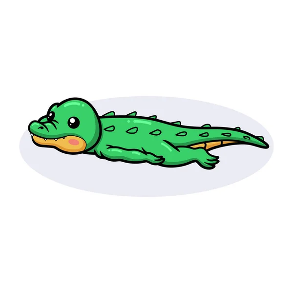 Wektor Ilustracja Cute Little Green Crocodile Kreskówki — Wektor stockowy