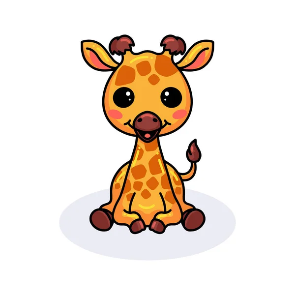 Vektorová Ilustrace Roztomilé Malé Žirafy Karikatura Sezení — Stockový vektor
