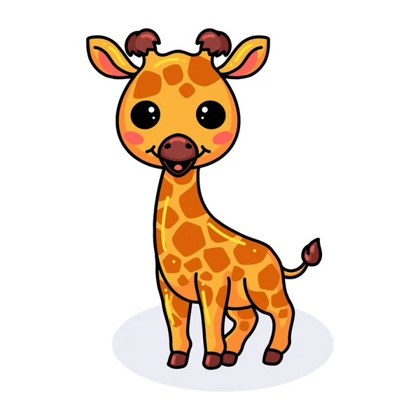 Vektorillustration Des Niedlichen Glücklichen Kleinen Giraffen Cartoons — Stockvektor