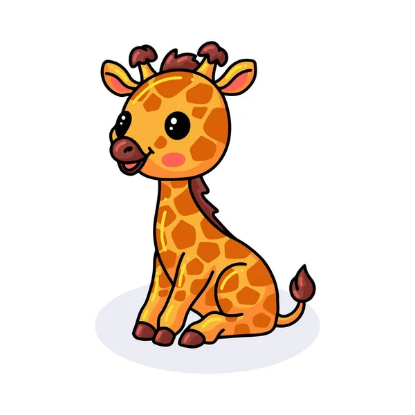 Illustration Vectorielle Mignon Petit Dessin Animé Girafe Assis — Image vectorielle