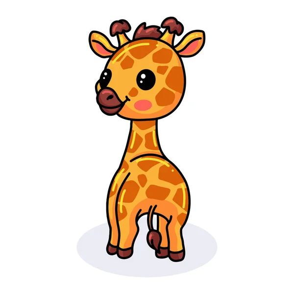 Wektor Ilustracja Cute Szczęśliwy Trochę Kreskówki Żyrafa — Wektor stockowy