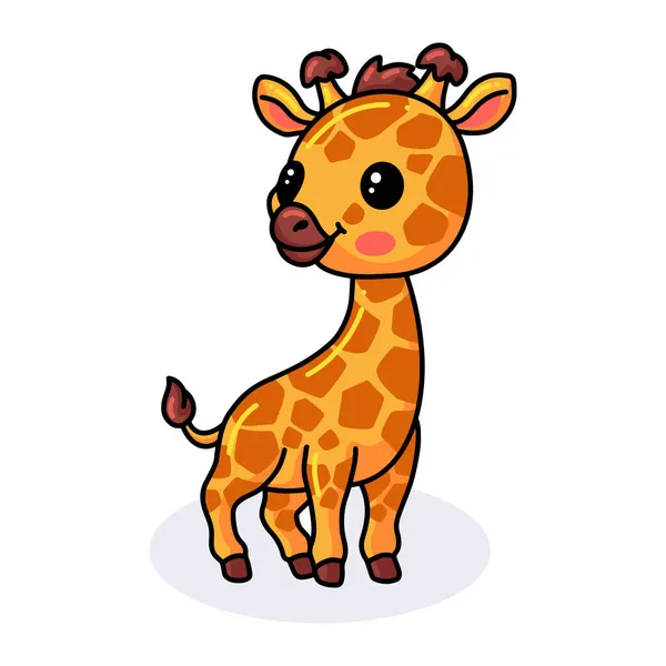 Vektorové Ilustrace Roztomilé Malé Šťastné Žirafy Karikatury — Stockový vektor