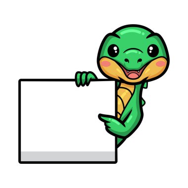 Boş işaretli şirin timsah çizgi filminin vektör çizimi