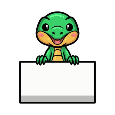 Boş işaretli şirin timsah çizgi filminin vektör çizimi