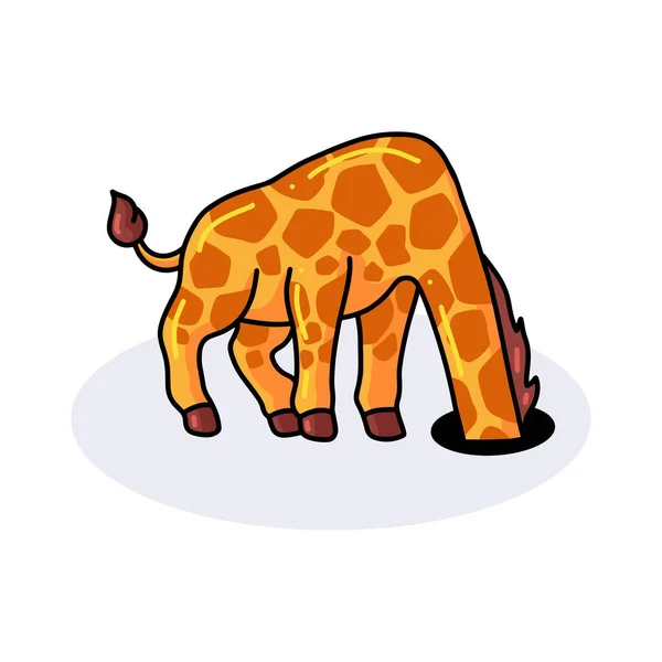 Vektor Illustration Söt Liten Giraff Tecknad Dölja Huvudet Hålet — Stock vektor