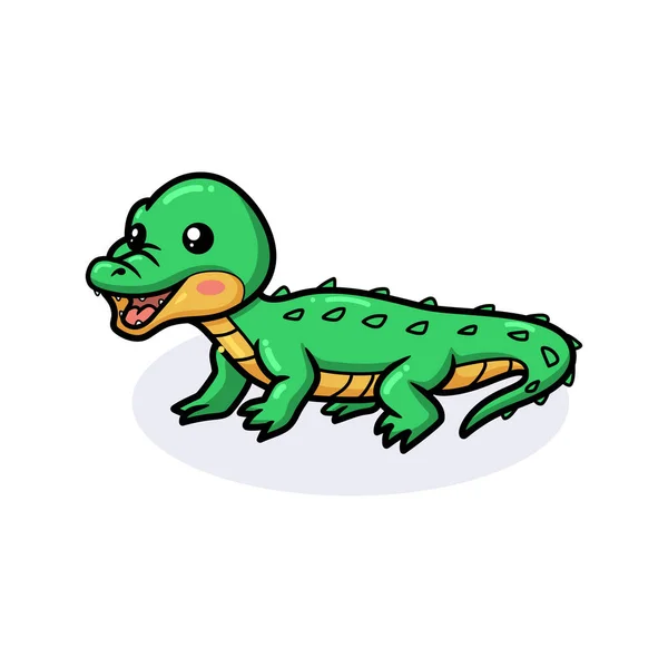 Vektor Illustration Von Nettes Kleines Krokodil Karikatur Posiert — Stockvektor