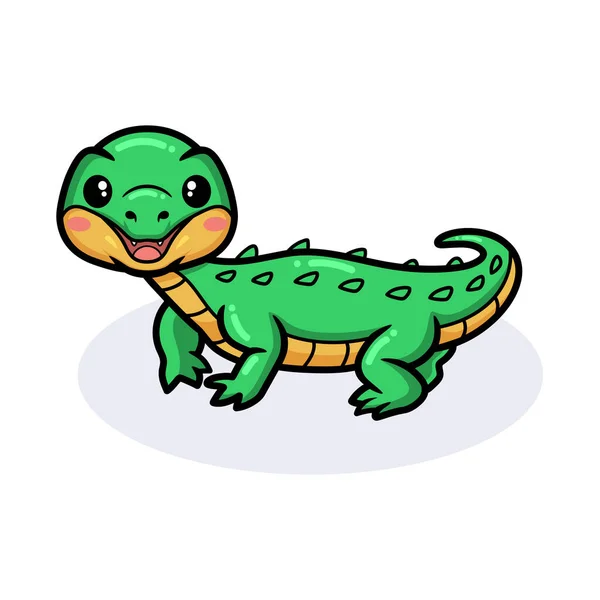 Векторная Иллюстрация Милой Позы Маленького Крокодила — стоковый вектор