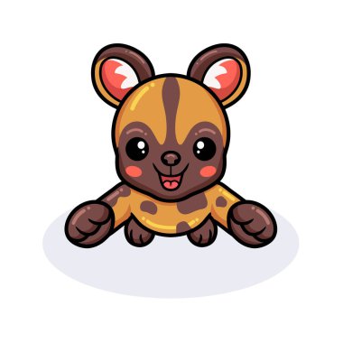 Tatlı vahşi köpek çizgi filminin vektör çizimi