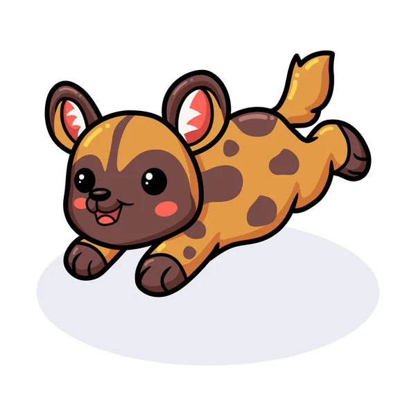 Vector Illustration Cute Wild Dog Cartoon Jumping — Stock Vector