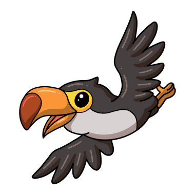 Şirin küçük Tukan kuş çizgi filminin vektör çizimi