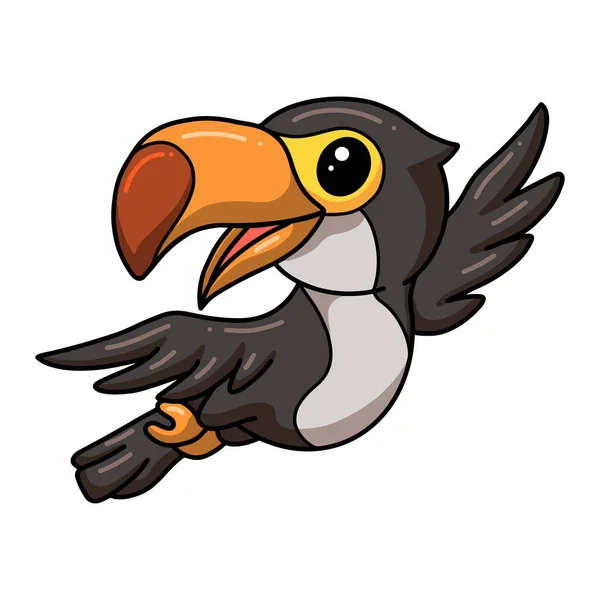 Illustration Vectorielle Mignon Petit Toucan Oiseau Dessin Animé Volant — Image vectorielle