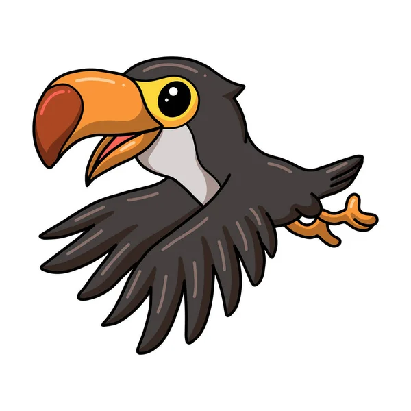 Wektor Ilustracja Cute Little Tukan Ptaków Kreskówki Latanie — Wektor stockowy