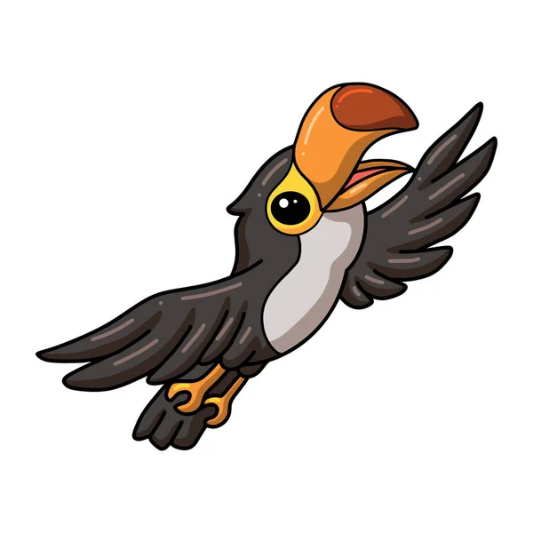 Vektor Illustration Söt Liten Toucan Fågel Tecknad Flygande — Stock vektor