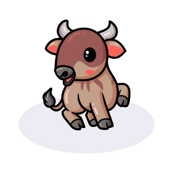Ilustración Vectorial Cute Little Wildebeest Posando Dibujos Animados — Vector de stock