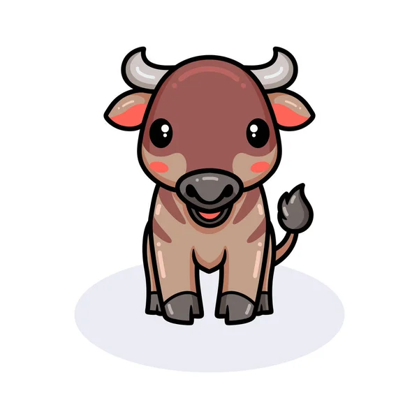 Illustrazione Vettoriale Carino Piccolo Wildebeest Cartone Animato Posa — Vettoriale Stock