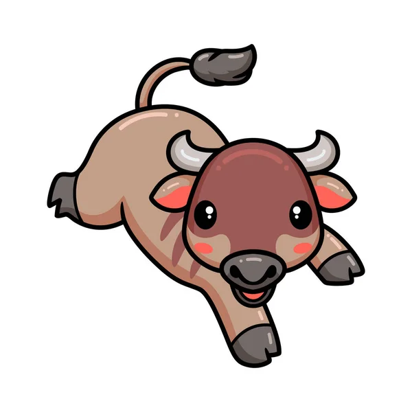 Ilustración Vectorial Cute Little Wildebeest Posando Dibujos Animados — Vector de stock